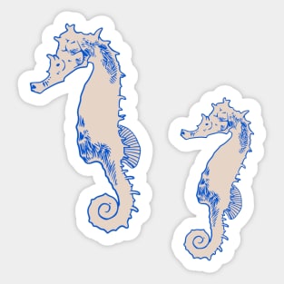 Blue and tan seahorses Sticker